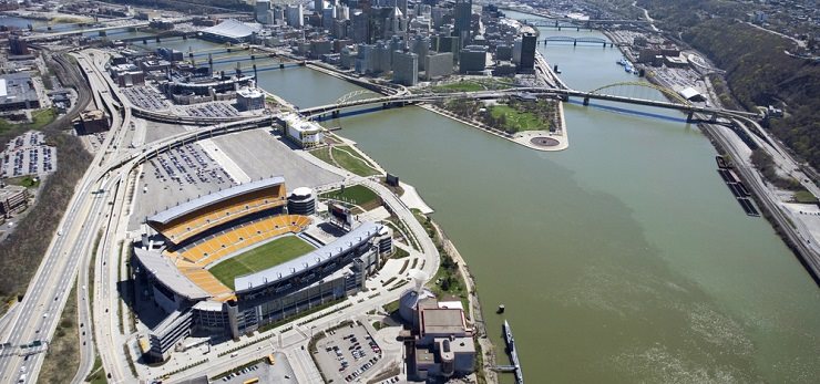 Aerial view of Rivers Stadium in Pennsylvania