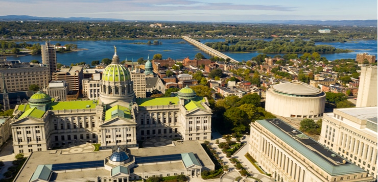 aerial view Pennsylvania Capitol